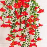 30" UV Resistant Artificial Morning Glory Hanging Plant (Indoor/Outdoor) - Set of 6