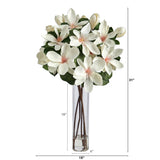 31” Japanese Magnolia Artificial Arrangement in Cylinder Vase
