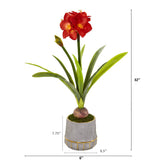 32” Amaryllis Artificial Plant in Planter with Gold Trimming