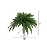 32” Artificial Self-Shaped Boston Fern Plan in Black Planter