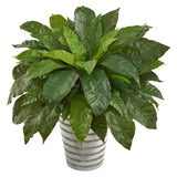 33” Bird’s Nest Fern Artificial Plant in Tin Bucket