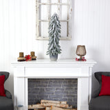 33” Flocked Artificial Christmas Tree in Decorative Planter