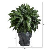 33” Silver King Artificial Plant in Black Elephant Shaped Planter