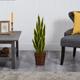 34” Sansevieria Artificial Plant in Basket