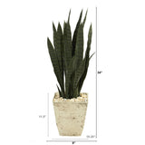 34” Sansevieria Artificial Plant in Country White Planter
