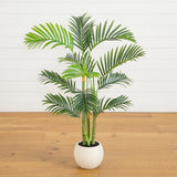 3.5' Artificial Areca Palm Tree in White Round Planter