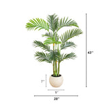 3.5' Artificial Areca Palm Tree in White Round Planter