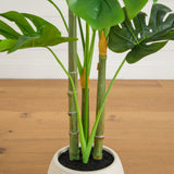 3.5' Artificial Monstera Tree in White Round Planter
