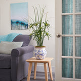 3.5’ Cyperus and Grass Artificial Plant in Vintage Floral Planter