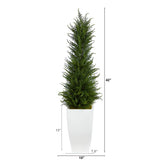 3.5’ Cypress Artificial Tree in White Metal Planter (Indoor/Outdoor)