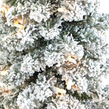 3.5’ Flocked Pencil Artificial Christmas Tree with 50 Clear Lights and 132 Bendable Branches in Sand Colored Urn