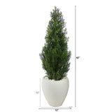 3.5’ Mini Cedar Artificial Pine Tree in White Planter (Indoor/Outdoor)