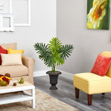 3.5’ Philodendron Artificial Plant in Charcoal Urn (Real Touch)