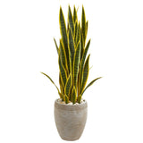 3.5’ Sansevieria Artificial Plant in Sand Colored Planter
