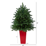 3.5’ South Carolina Spruce Artificial Christmas Tree with 458 Bendable Branches in Red Tower Planter