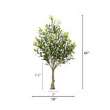 3.5' UV Resistant Artificial Olive Bush with Integrated Ground Stake (Indoor/Outdoor)