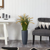 37” Onion Grass Artificial Plant in Gray Planter