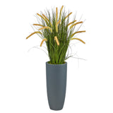 37” Onion Grass Artificial Plant in Gray Planter