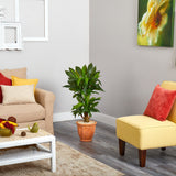 38” Corn Stalk Dracaena Artificial Plant in Terra-Cotta Planter (Real Touch)