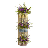 39” Morning Glory Artificial Arrangement in Three-Tiered Wall Decor Planter