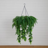 39” UV Resistant Artificial Mixed Ferns Plant in Hanging Ring (Indoor/Outdoor)