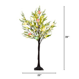 3' Pre-Lit Artificial Easter Egg Twig Tree with Greens and 40 Warm White LED Lights