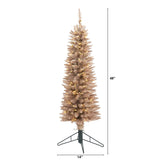 4’ Champagne Pencil Artificial Christmas Tree with 150 (multifunction) Clear LED Lights