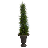 4’ Cypress Artificial Tree in Charcoal Urn UV Resistant (Indoor/Outdoor)