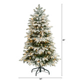 4’ Flocked North Carolina Fir Christmas Tree with 250 Warm White Lights and 779 Bendable Branches