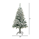 4' Flocked Rock Springs Spruce Artificial Christmas Tree with 100 Clear LED Lights