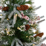 4' Frosted Artificial Christmas Tree Pre-Lit with 105 lights in Decorative Planter