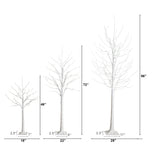 4' 6' 8' Pre-Lit Artificial White Birch Trees with LED Lights - Set of 3