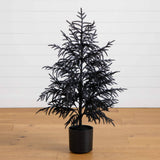 4' Artificial Halloween Real Touch Black Norfolk Pine Christmas Tree with Natural Look