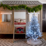 4' Artificial Silver Christmas Tree with 130 Cool White LED Lights