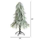 4' Artificial Pre-Lit Flocked Down Swept Christmas Tree with 110 Warm White LED Lights
