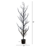 4' Pre-Lit Artificial Halloween Black Spooky Twig Tree with 160 Orange & Purple Copper Wire String LED Lights