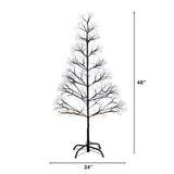4' Pre-Lit Artificial Halloween Black Starburst Tree with 800 Fairy Warm White LED Lights
