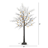 4' Pre-Lit Artificial Halloween Black Twig Tree with 24 Orange LED Pumpkin Shaped Lights