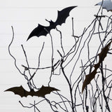 4' Pre-Lit Artificial Halloween Black Twig Tree with Bats and 50 Orange LED Lights