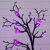 4' Pre-Lit Artificial Halloween Spider Twig Tree with 48 Purple LED Lights