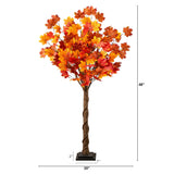 4' Pre-Lit Deluxe Autumn Maple Artificial Fall Tree with 68 Warm White LED Lights