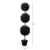 4' UV Resistant Halloween Black Artificial Triple Ball Boxwood Topiary (Indoor/Outdoor)