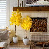 4' Pre-Lit Yellow Autumn Maple Artifical Fall Tree with 150 Warm White LED Lights