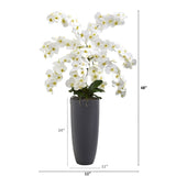 4’ Phalaenopsis Orchid Artificial Arrangement in Gray Bullet Vase