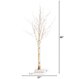 4' Pre-Lit Artificial Birch Tree with 50 Warm White LED Lights