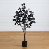 4' Pre-Lit Artificial Halloween Black Eucalyptus Tree with 160 Orange & Purple LED Lights