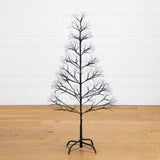 4' Pre-Lit Artificial Halloween Black Starburst Tree with 800 Fairy Warm White LED Lights