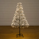 4' Pre-Lit Artificial Halloween Black Starburst Tree with 800 Fairy Warm White LED Lights