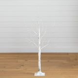 4’ Pre-Lit Artificial White Birch Tree with 180 Warm White LED Lights