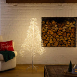 4' Pre-Lit Artificial White Starburst Tree with 800 Fairy Warm White LED Lights